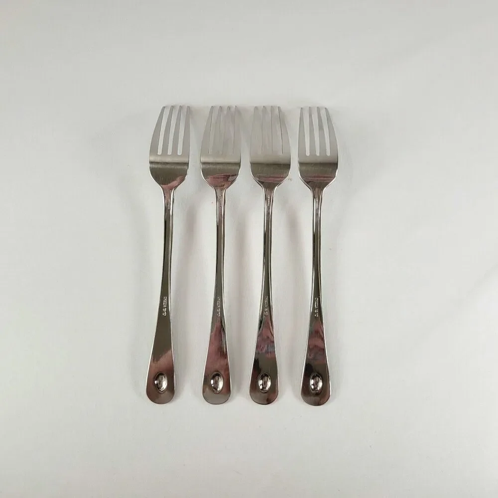 Oneida Satin Jupiter 18/10 Stainless Flatware Set 4 Dinner Forks Retro 90s Y2K